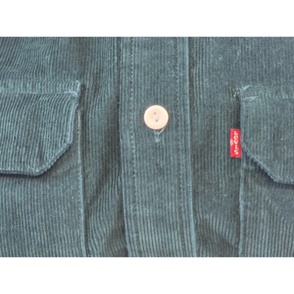 Levis the Worker Corduroy Button Up Long Sleeve Shirt Relaxed Fit Green Mens S